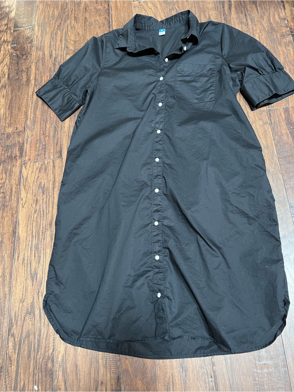 Old Navy Black Button-Front Midi Shirt Dress